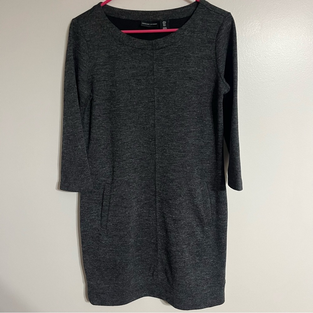 Women's Adrienne Vittadini 3/4 Sleeve Sweater Dress With Pockets Size Small Gray